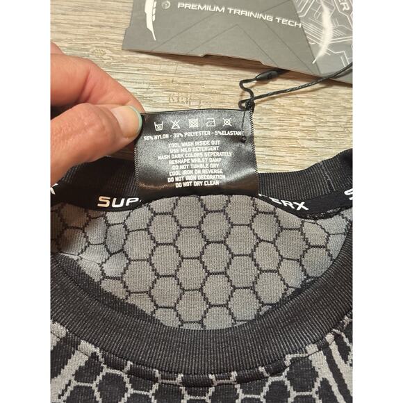 SuperX NWT Long Sleeve L Compression Shirt Black Gray Performance - Picture 3 of 7